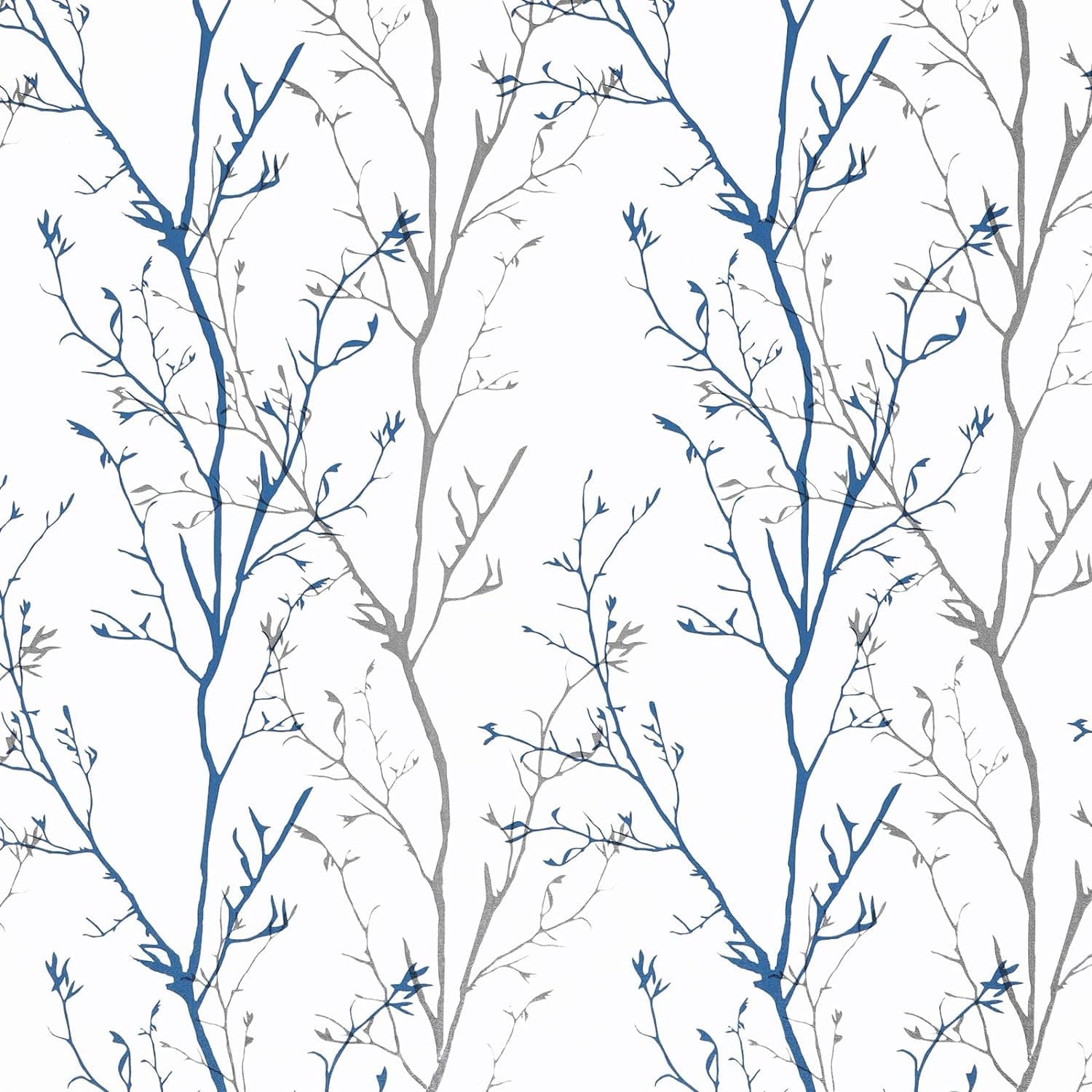 Mecpar Gray Blue Tree Branches Peel and Stick Wallpaper 17.71" x 78.7" Natural Wall Paper Modern Tree Branch Contact Paper Removable Wallpaper Self-Adhesive Vinyl for Furniture Crafts Walls