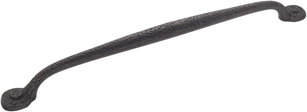 Hickory Hardware Rustic Pulls, Handles for Kitchen Cabinet Doors, Dresser Drawers, Bathroom Vanity, Nightstands & Closets, 12 Inch Hole Center, Black Iron, 1 Pack