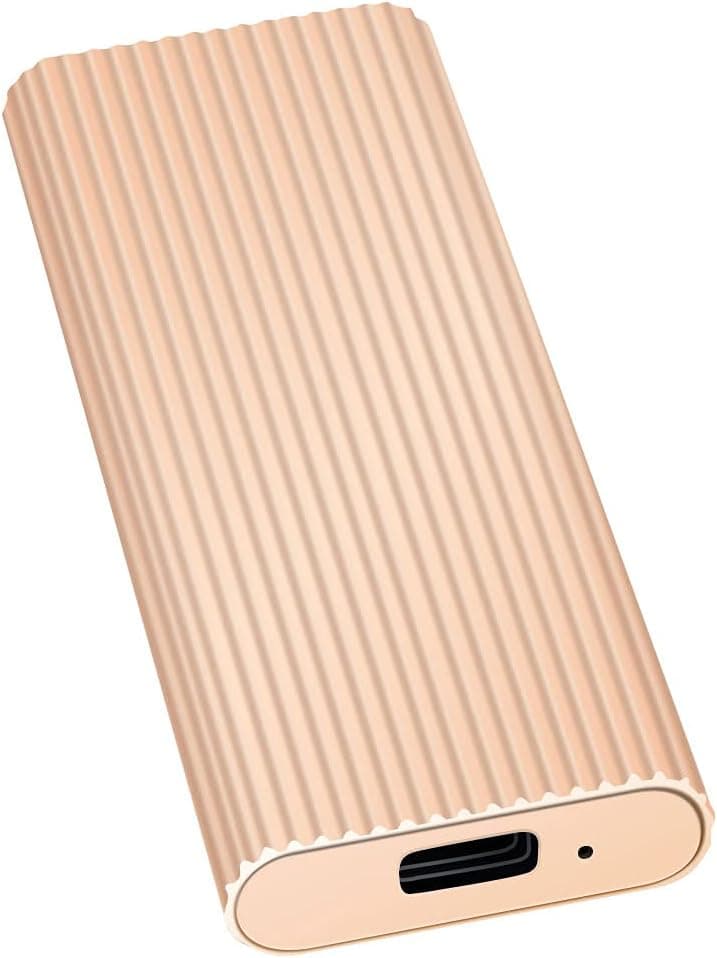External Hard Drive,1TB 2TB Hard Drive Slim Portable External Hard Drive Super Fast Type-C/USB 3.1 HDD Compatible with PC Laptop and Mac(2TB Golden)