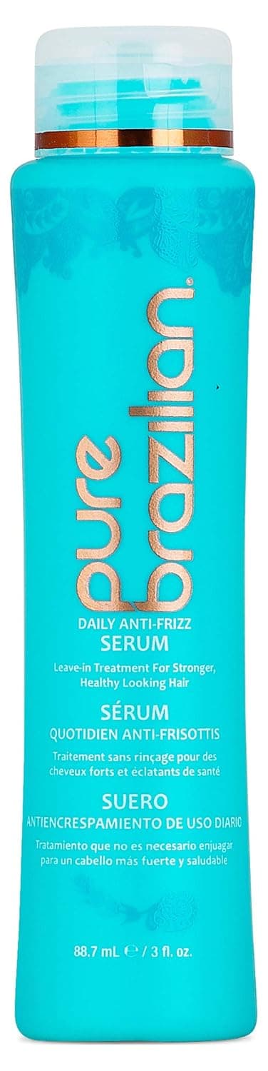 Pure Brazilian - Daily Anti Frizz Serum - Leave In Treatment For Shine And Hair Styling Protection With Keratin, Acai, And Argan Oil (13.5 Ounce)