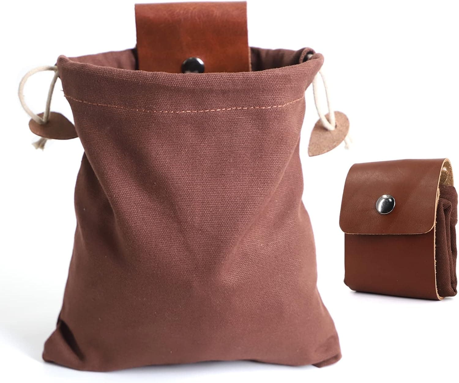 Forfour Leather Foraging Bag Mushroom Foraging Bag Canvas Foraging Pouch Collapsible for Hiking Camping Hunting Foraging Bag