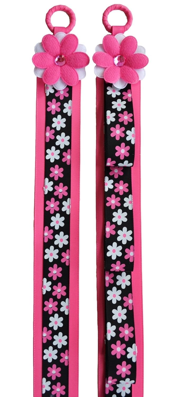 Wall Hanging Headband and Hair Bow Accessories Display MATCHING SET By Funny Girl Designs (Black Flowers)