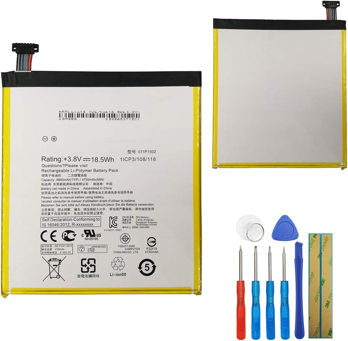 E-YIIVIIL Replacement Battery C11P1502 Compatible with Asus ZenPad10 Z300M Z300CG Z300CL P01T 10.1 4750mAh with Tools