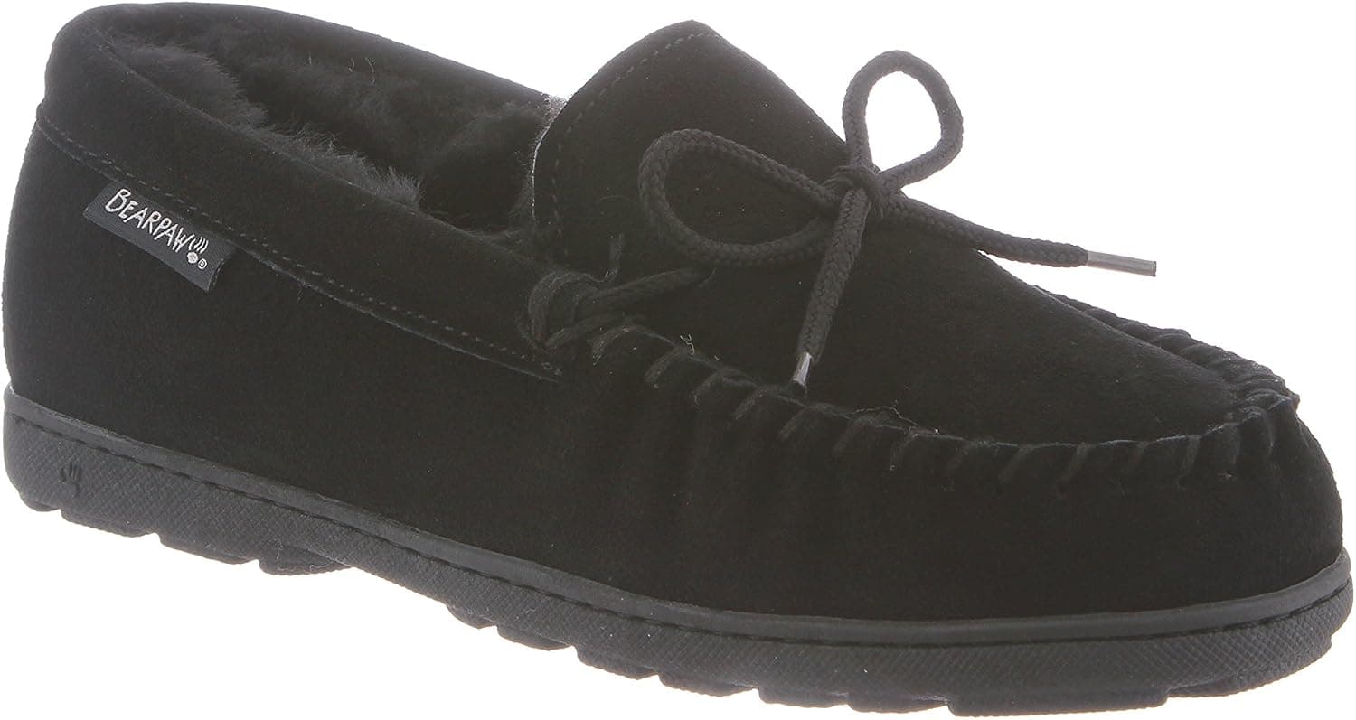 C Women's Mindy Moccasin Slipper , Black Sued (9)