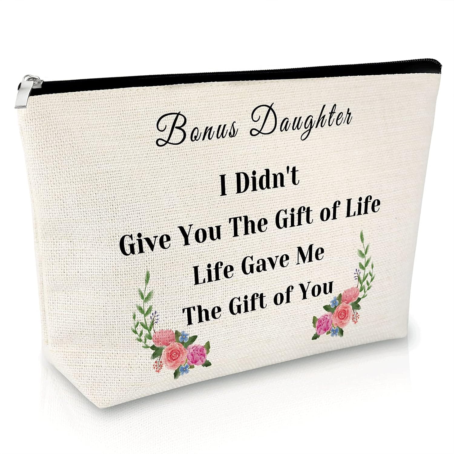 Bonus Daughter Gifts Makeup Bag Step Daughter Gifts from Stepmom Stepdad Daughter in Law Wedding Gift Cosmetic Bag Birthday Gift Idea Adoption Gift Christmas Valentines Day Gifts Travel Cosmetic Pouch