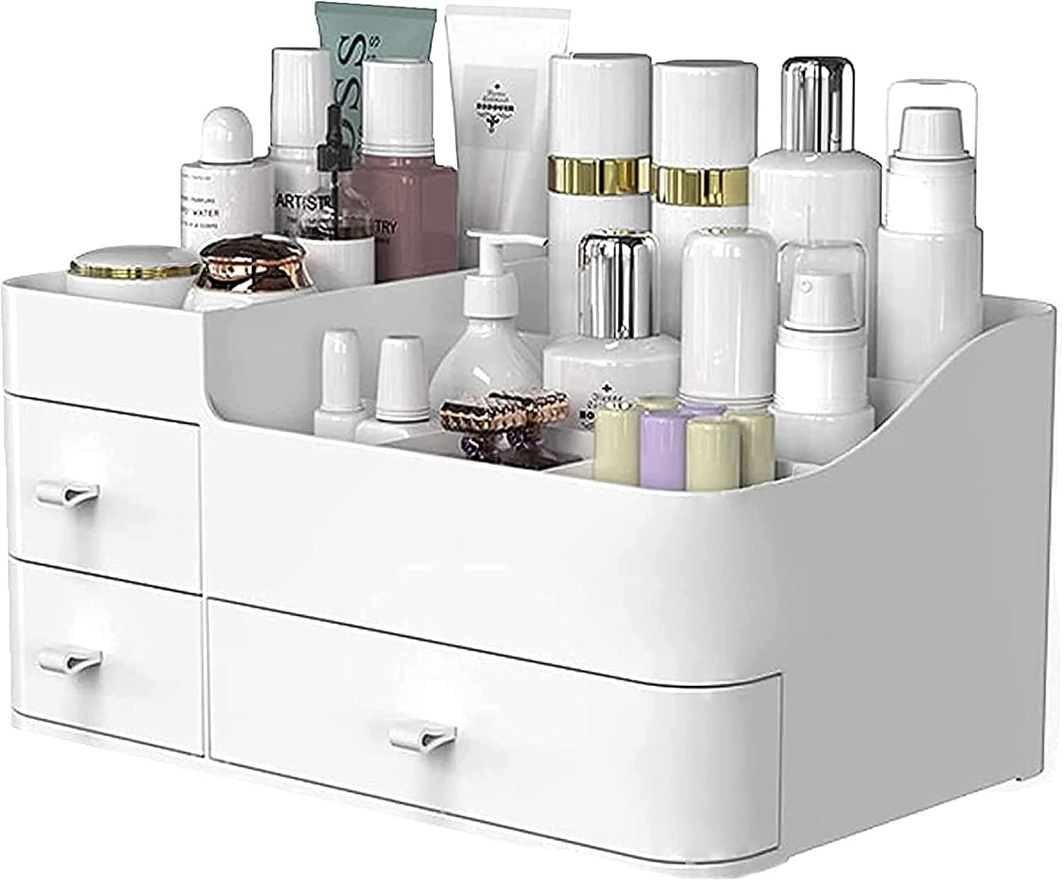 Makeup Organizer with Drawers,Large Capacity Countertop Organizer for Vanity,Bathroom and Bedroom Desk Cosmetics Organizer for Skin Care,Brushes, Eyeshadow, Lotions, Lipstick, Nail Polish and Jewelry