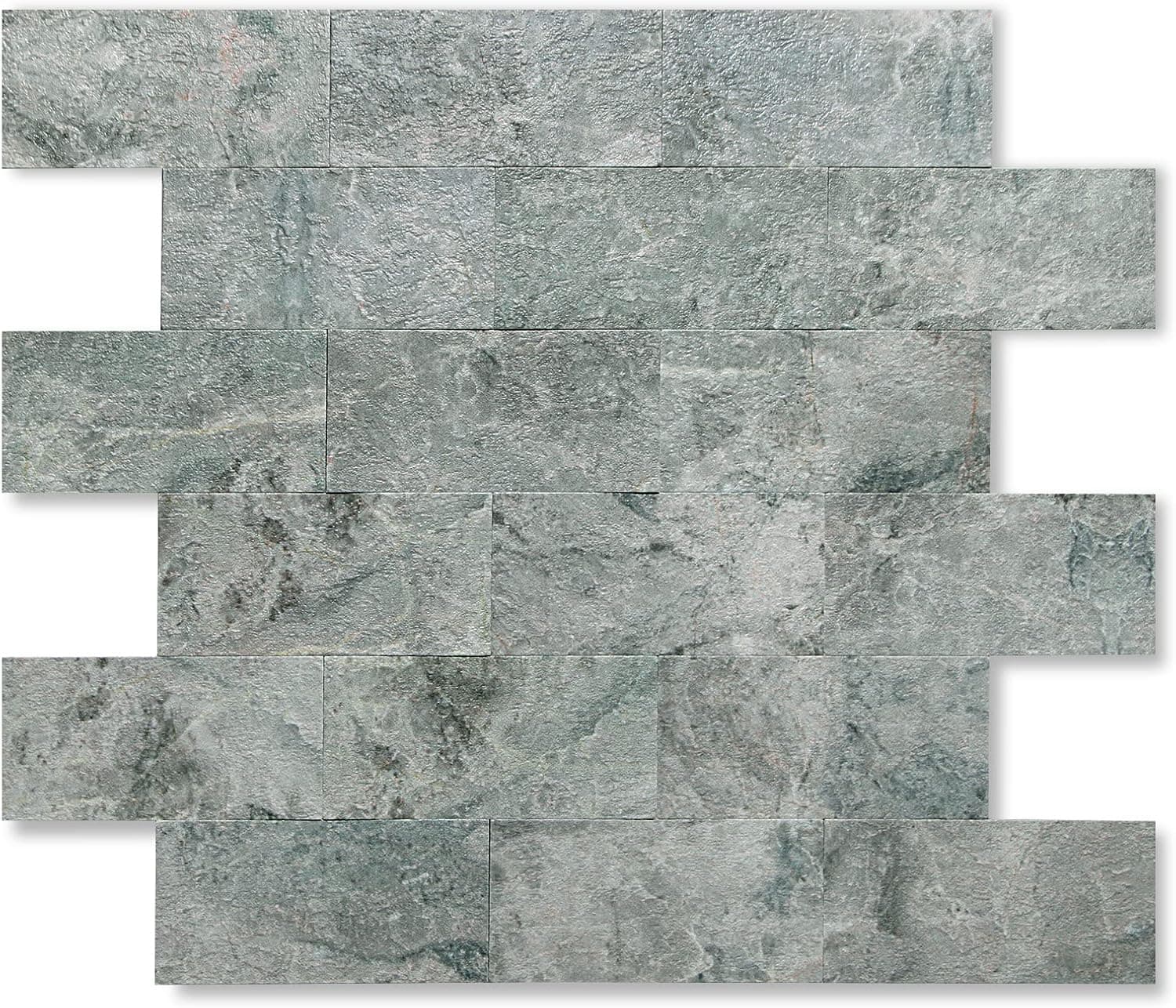 Yipscazo Peel and Stick Backsplash Tile, Stone Texture PVC Subway Tile for Kitchen Backplash, Bathroom Wall, Fireplace Décor(12" X 12",10 Sheet,Bluestone)