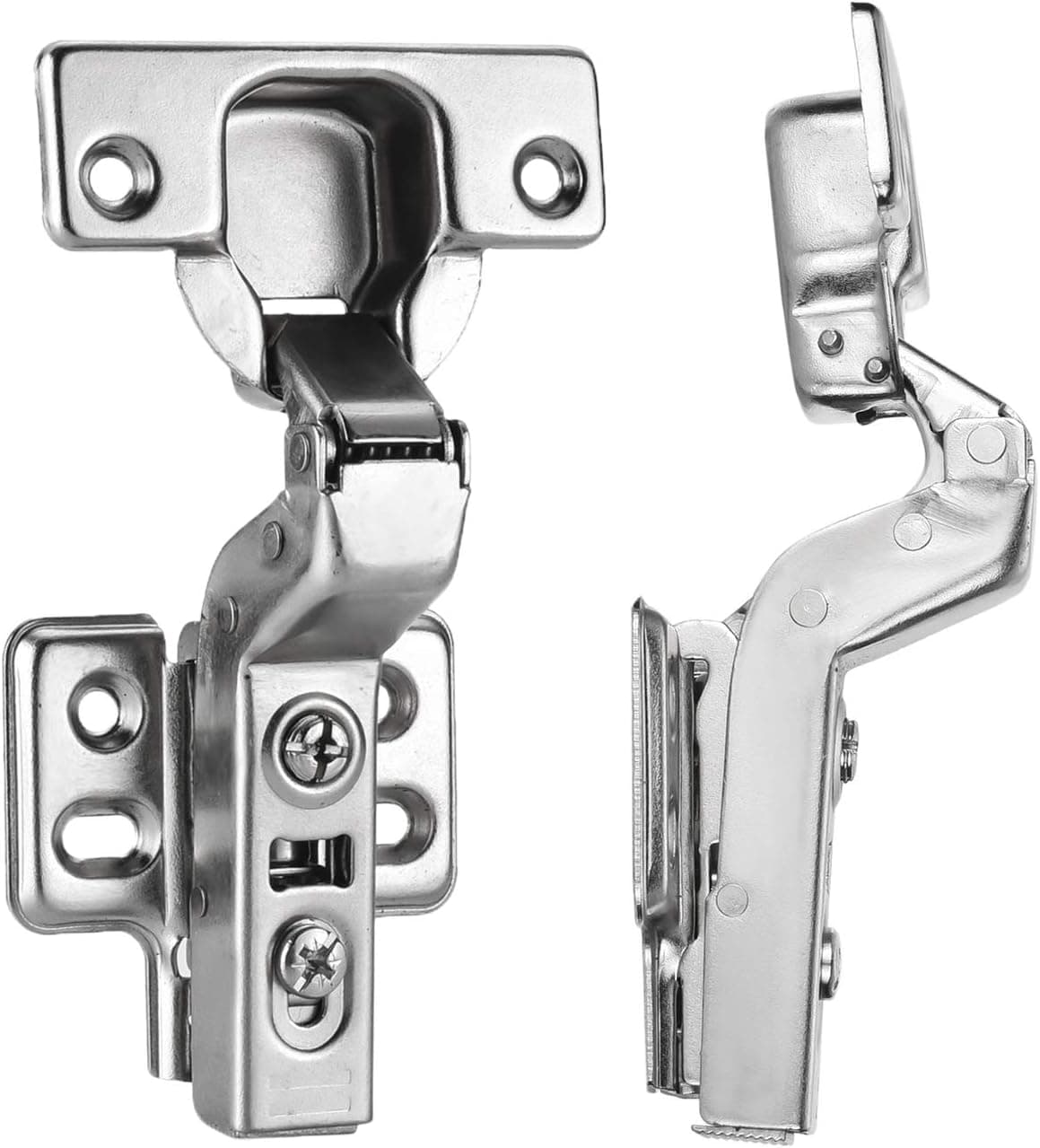 Luokim 20pcs Standard Cabinet Hinge,Fit for Frameless Cabinet,European Inset,Soft Closing,Four-Hole mounting Plate Hinges,Nickel Plated Finish