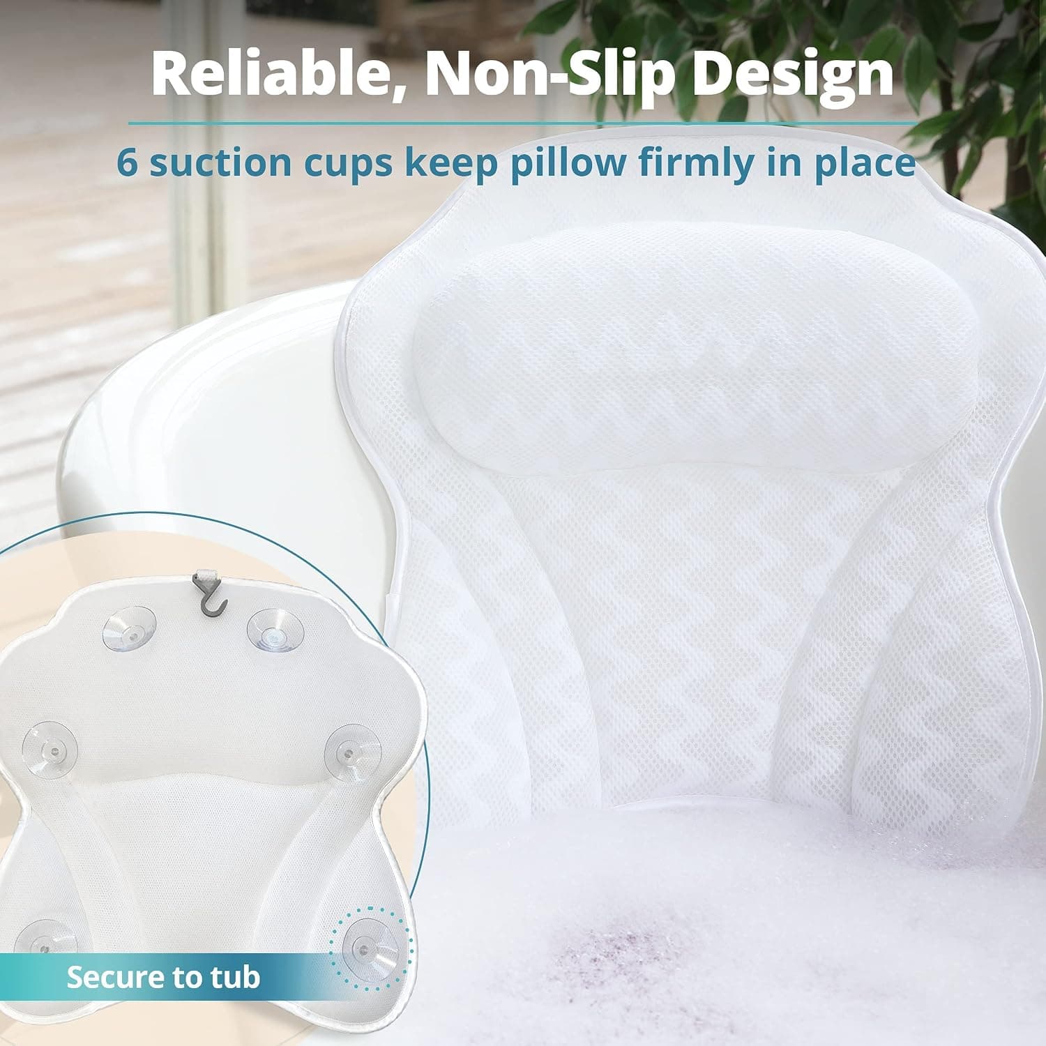 Bath Haven Bath Pillow Bathtub Pillow Back Neck Support Pillow, Spa Cushion for Tub, Relaxing Headrest Bath Pillow, Portable Washable Bathtub Accessories