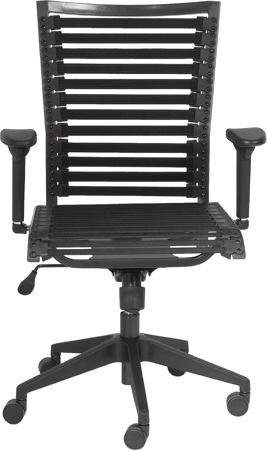 Euro Style Pro Flat Bungie High Back Adjustable Office Chair with Adjustable Arms, Black Bungies with Graphite Black Frame