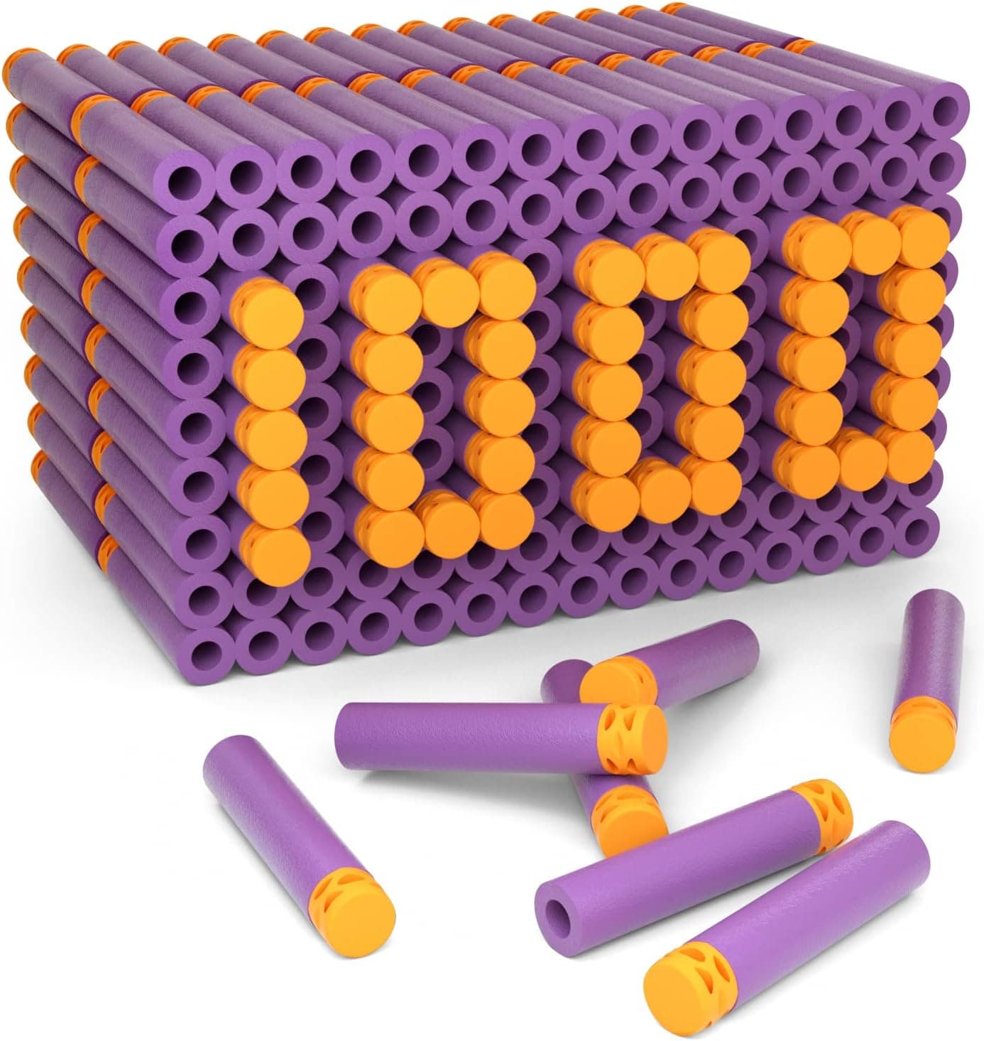 EKIND 1000 Pcs Waffles Darts Refill Pack Foam Bullet Compatible for NERF N-Strike Series Blaster (Purple)