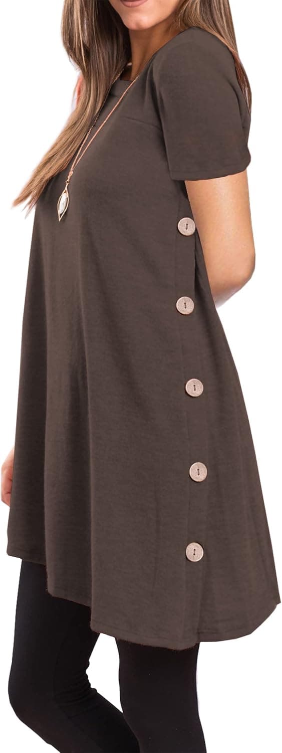 iGENJUN Fall Dresses for Women 2022 Sweater Dress Long Sleeve Button Side Pullover Fall Dress Knit Dresses