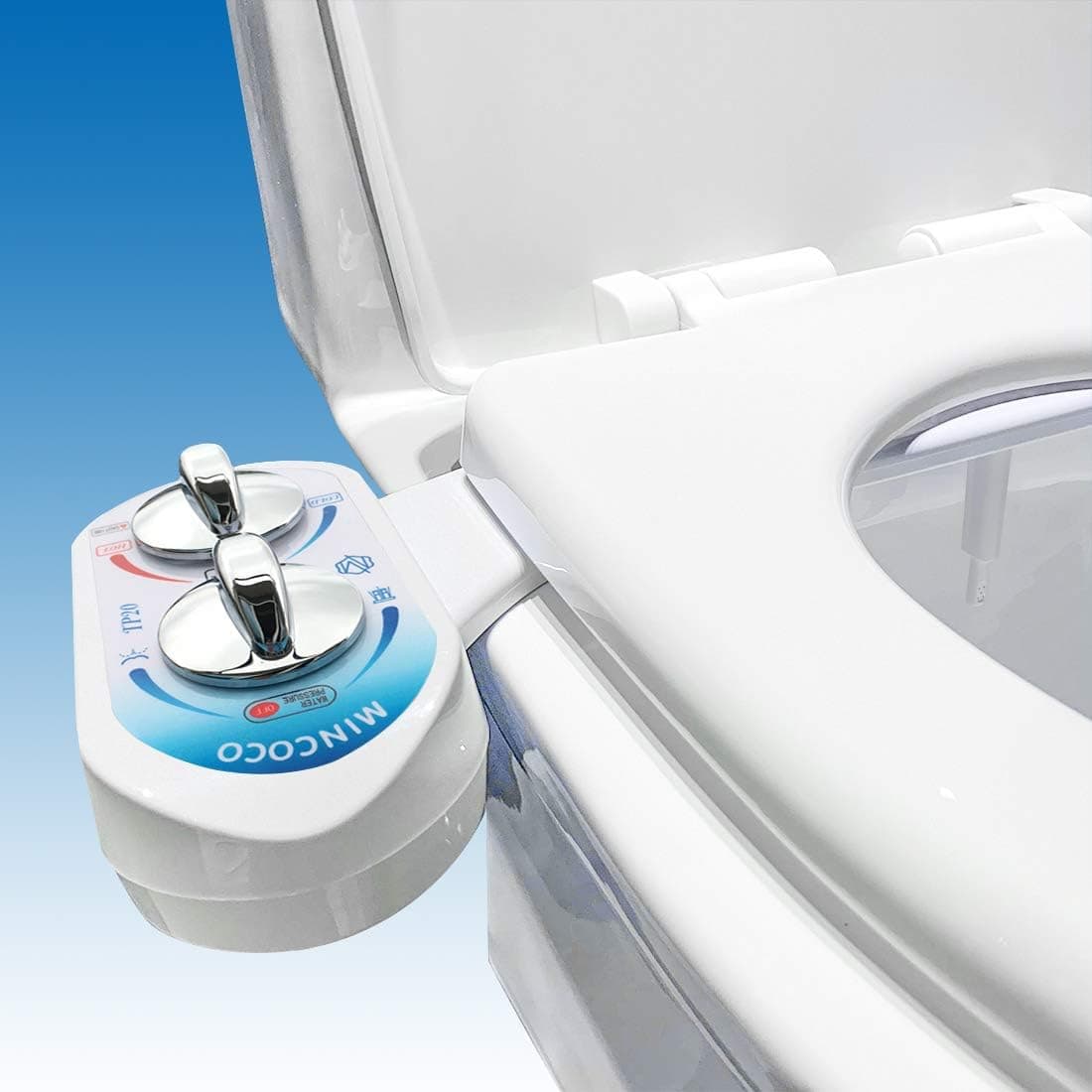 MINCOCO BIDET TP20 Hot and Cold Water Self-Cleaning Nozzle Non-Electric Bidet Toilet Attachment Bidet for Toilet with Adjustable Water Temperature
