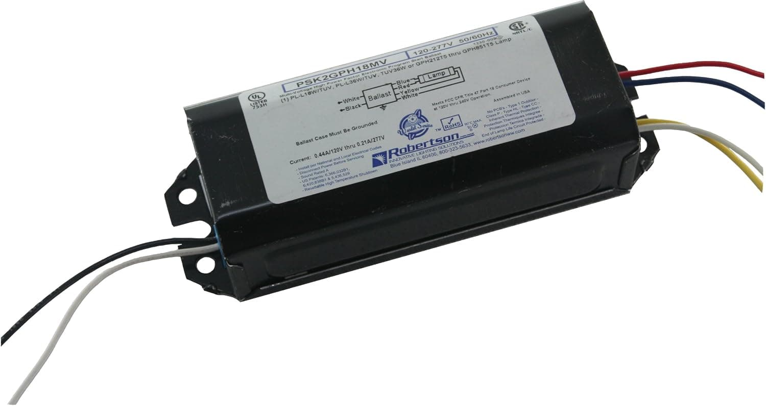 Robertson 3M20005 PSK2GPH18MV /A eBallast, Program Start,1 Lamp, UV (GPH851T5), HPF,120-277Vac, 90C Max Case Temp