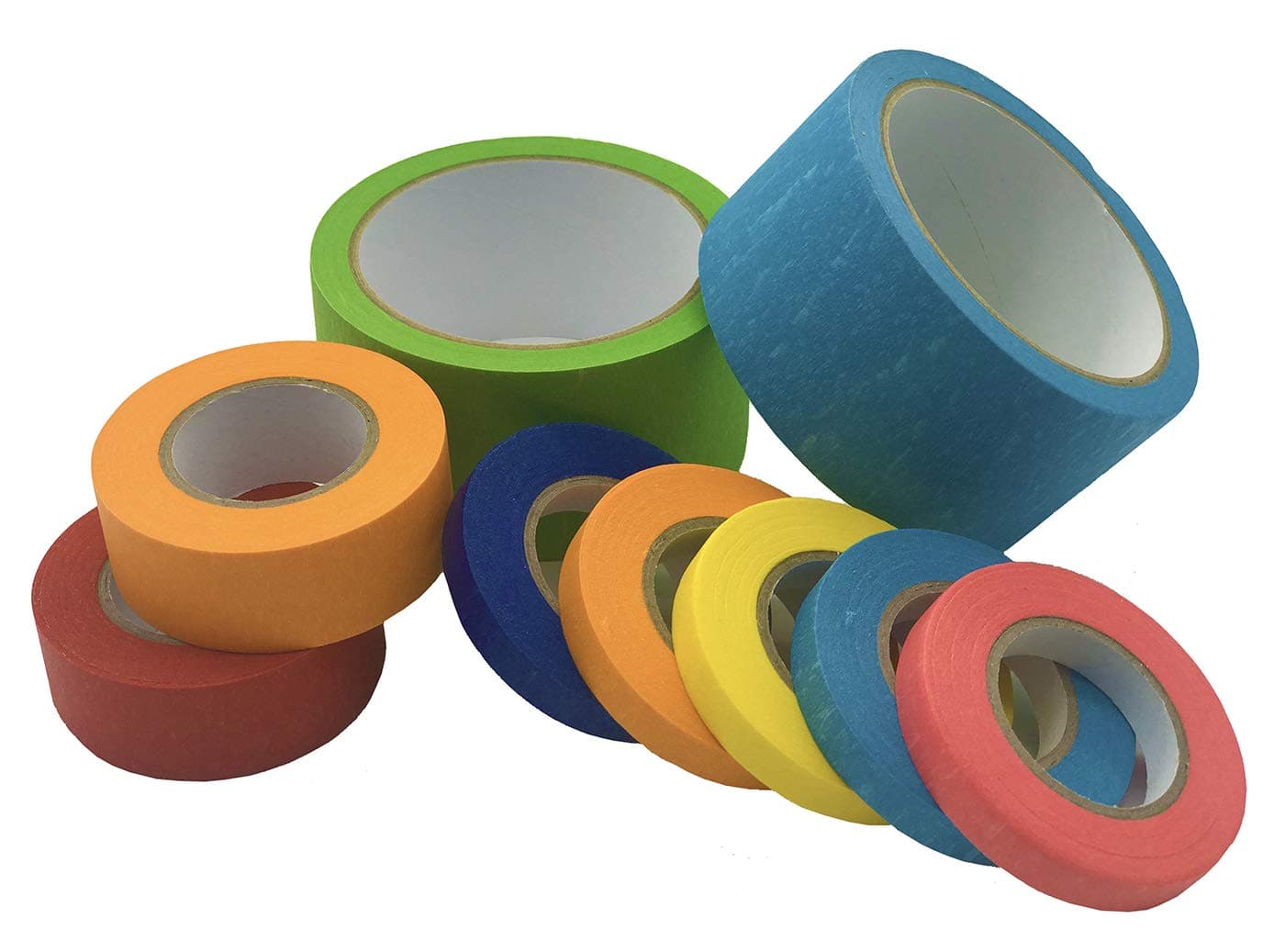 Colored Masking Tape, 9 Pack Rainbow Color Craft Paper Tape 3 Different Width 2/1/0.4 inches