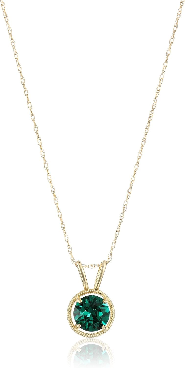 Amazon Collection 10k Gold Birthstone Pendant Necklace made with Infinite Elements Zirconia