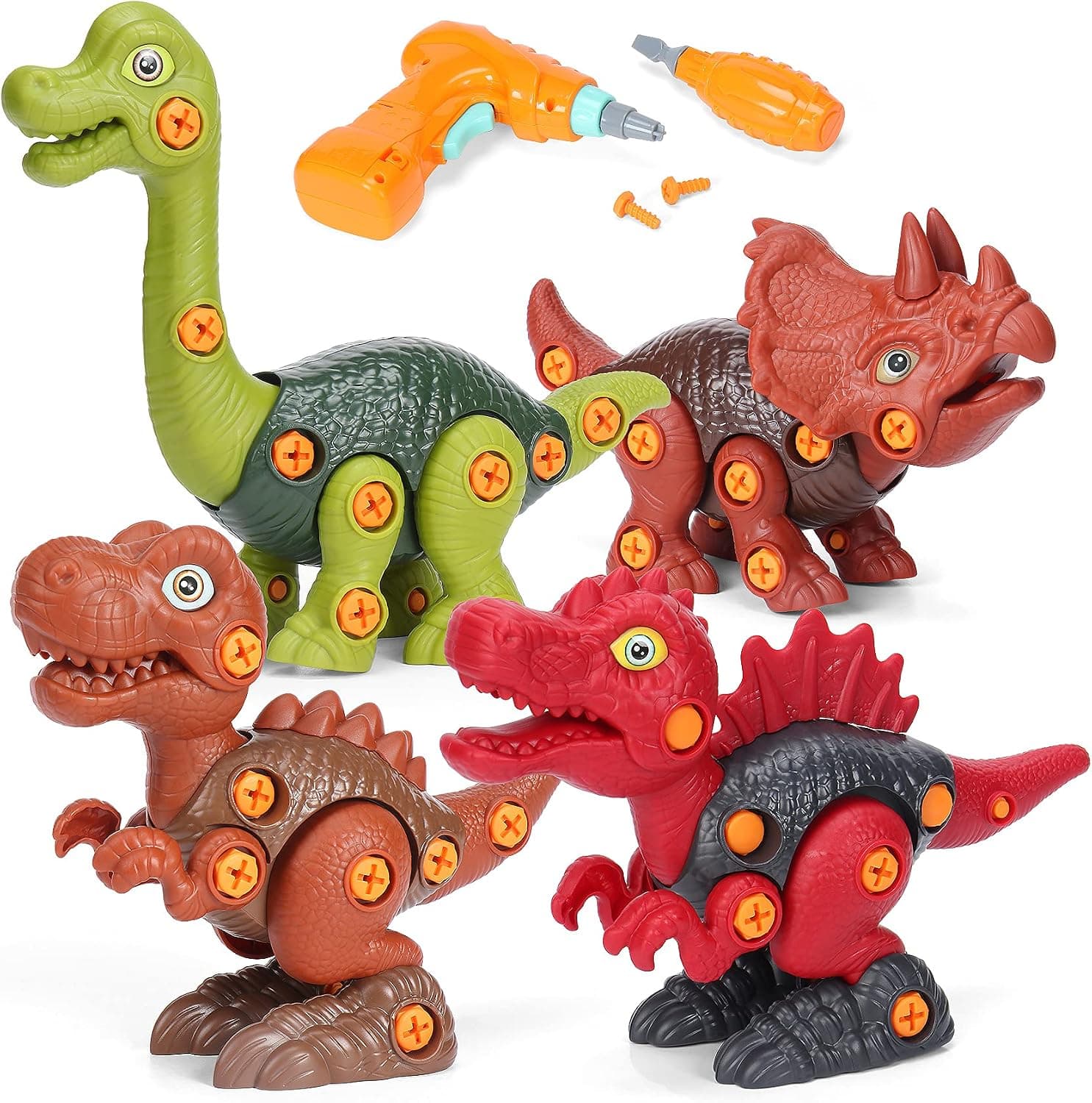 Dinosaur Toys for 3 4 5 6 7 Year Old Boys: Take Apart Dinosaur Toys for Kids 3-5| STEM Learning Educational Building construction Toys with Electric Drill| Easter Toys for Easter Basket Stuffer