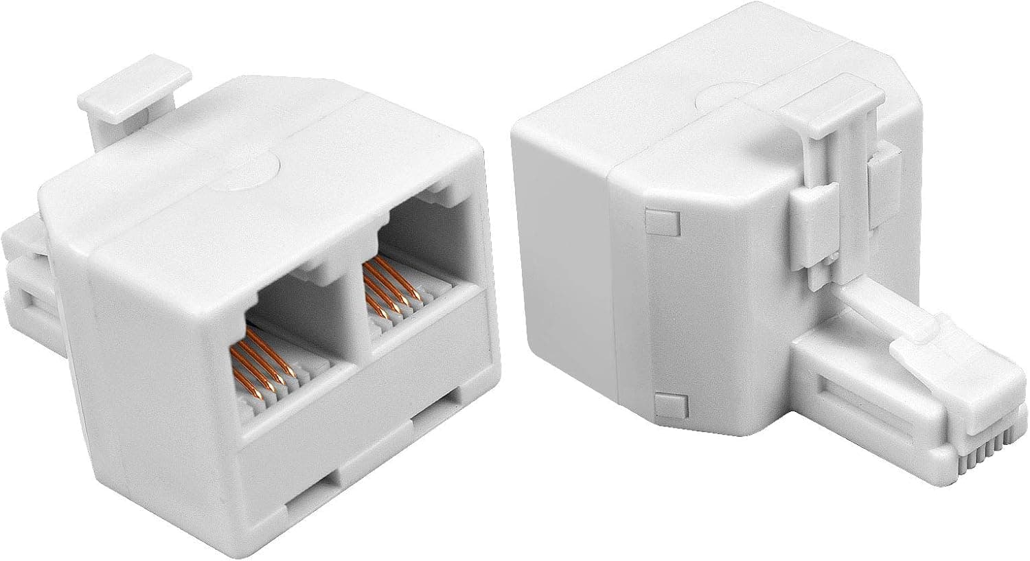 Phone Jack Splitter, RJ11 6P4C Duplex Wall Jack Phone Line Splitter, Telephone Splitter for Landline Fax Machine (2 Pcs)