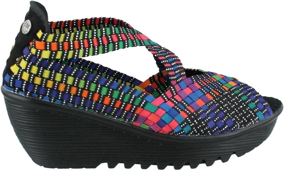 Bernie Mev Women's, Queen Mid Heel Sandal Black Multi 3.8 M