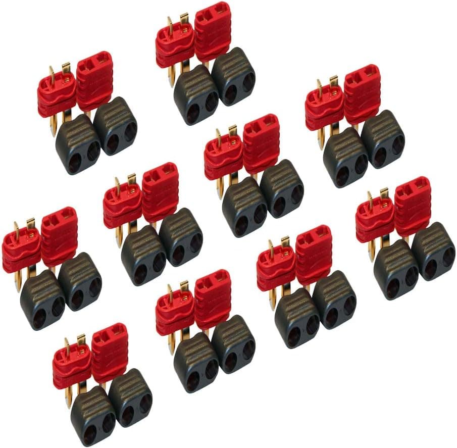 10 Pairs Anti-Slip Amass Deans T Plug Male Female Connector Adapter with Sheath Housing