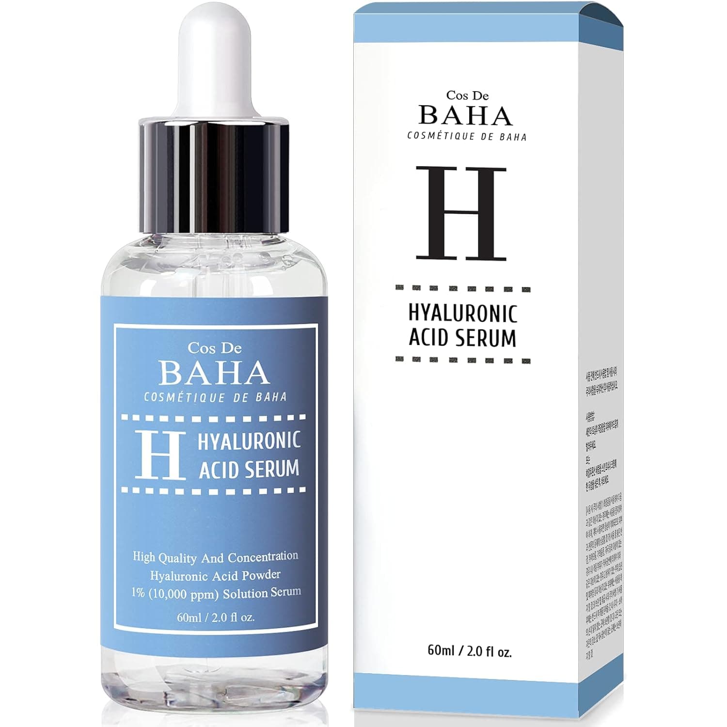 Pure Hyaluronic Acid 1% Powder Serum for Face 10,000ppm - Anti Aging + Fine Line + Intense Hydration + facial moisturizer + Visibly Plumped Skin + Prevent Bladder Pain 2 Fl Oz
