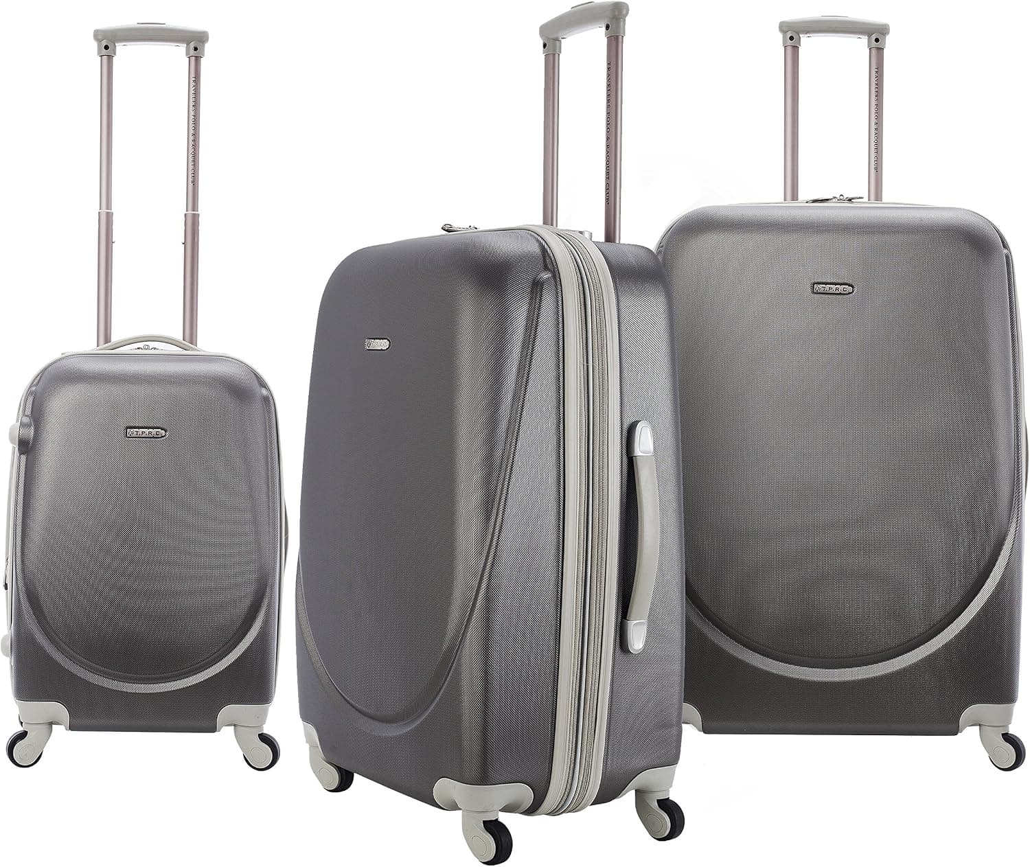 TPRC Barnet Hardside Expandable Spinner Luggage, Silver, 3-Piece Set (20/24/28)