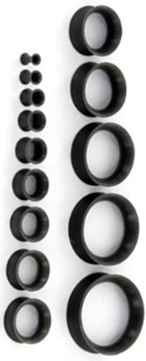 1 Pair of Black Silicone Skin Tunnels 3/4in (20mm)