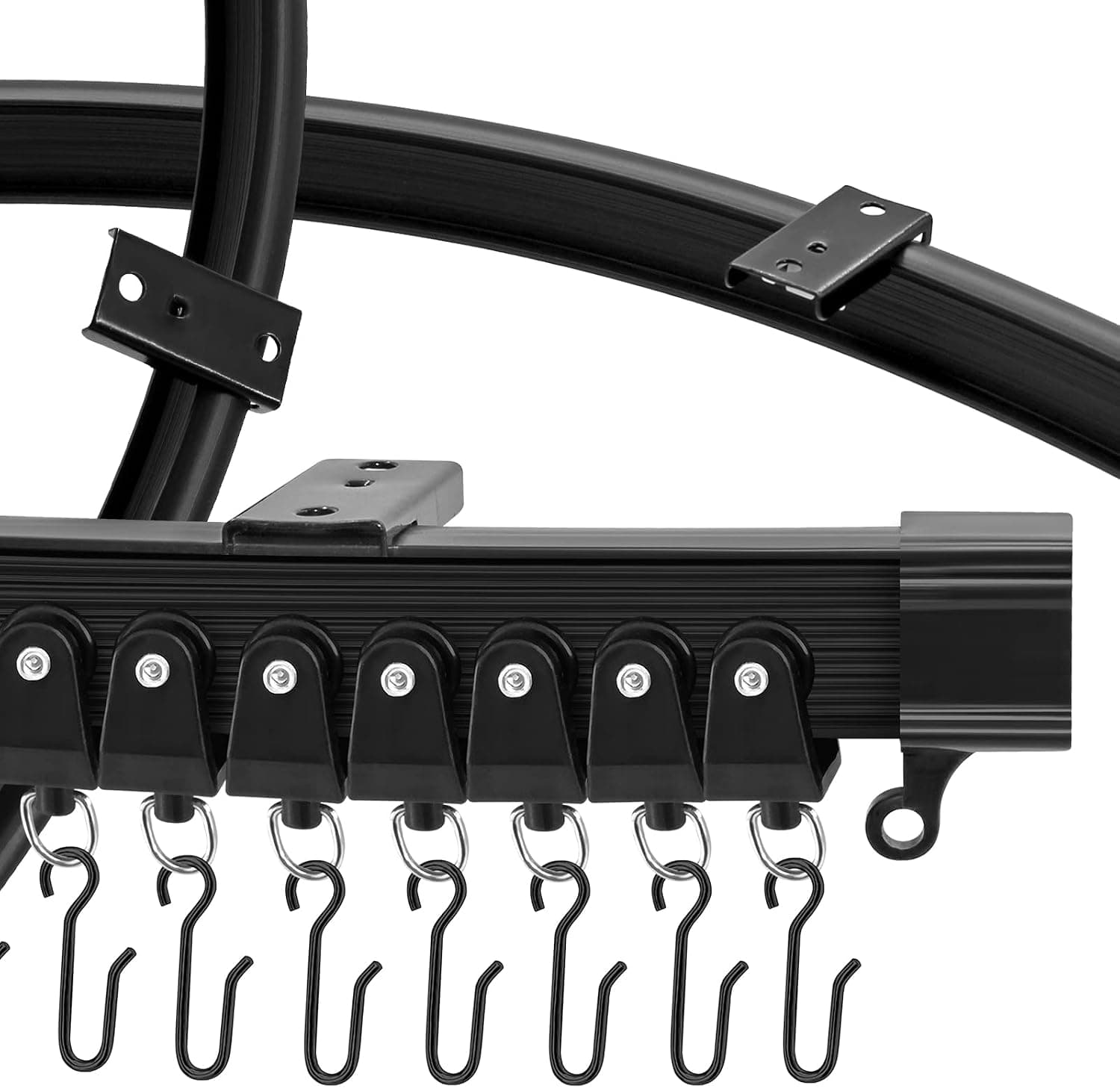 VRSS Elegant Black Flexible Ceiling Mount Curved Track For Curtains Rails Bunk Bed Room Divider Bendable Straight (3 Meters)