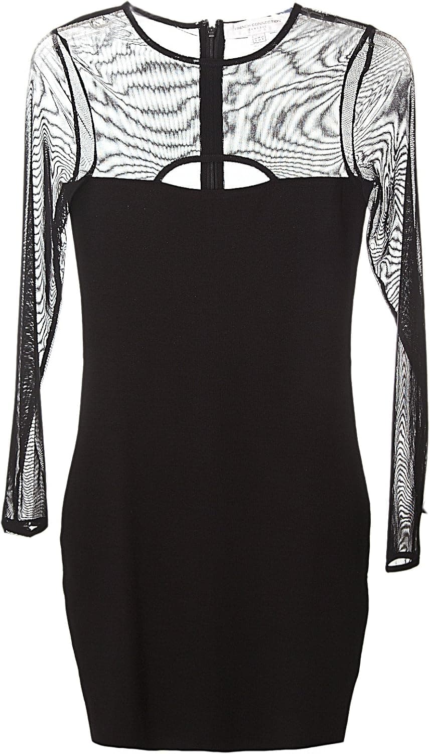 French Connection Women's Valentine Viscose Mesh Yoke Long-Sleeve Dress