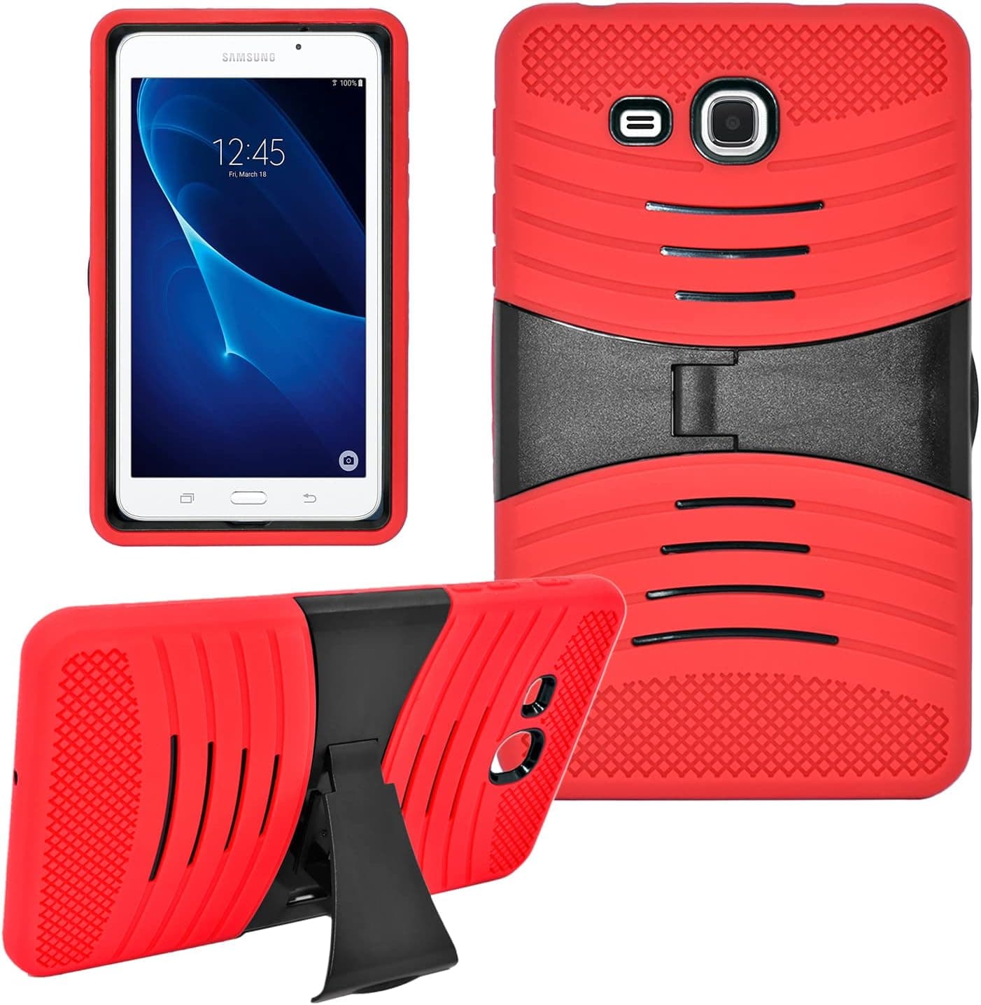 Tablet Case for Galaxy Tab A 7.0 Case 2016 T280, Mobi7e Heavy Duty Rugged Shockproof Armor Dual Layer Hybrid Case Cover with Kickstand for Samsung Galaxy Tab A 7-inch SM-T280 SM-T285 Red