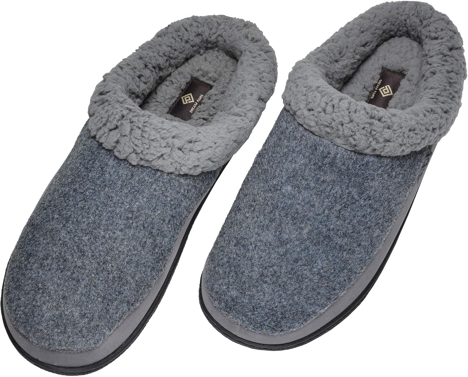 DREAM PAIRS Men's Aidan Grey Memory Foam Slip on Slippers Winter House Shoes Size 9 M US