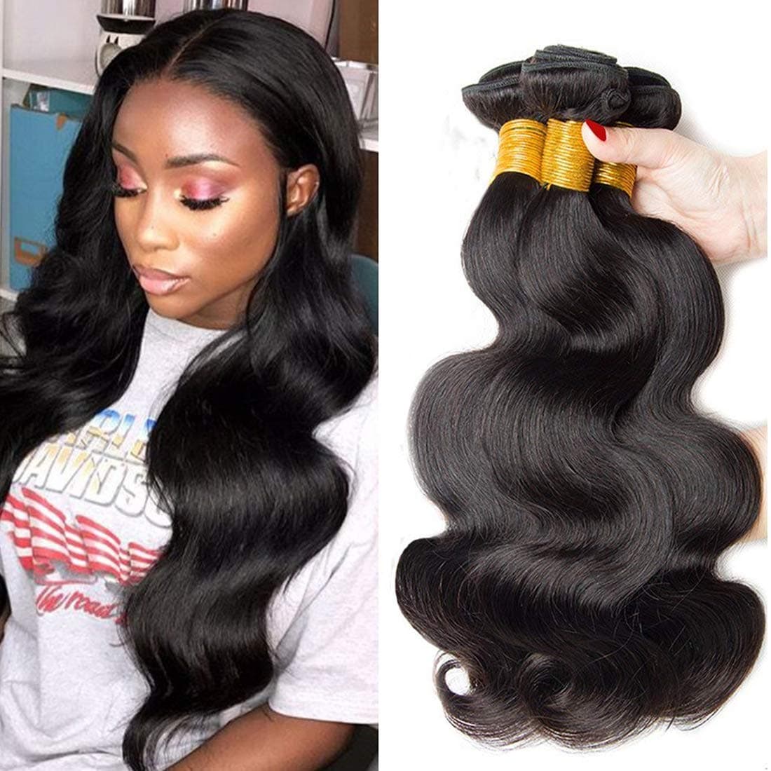 ZXZ Brazilian Human Hair Body Weave 3 Bundles(12 14 16 Inch, 300g) 8A Unprocessed Body Wave Bundles Brazilian Hair Nature Hair Body Wave Bundles (12 14 16 )