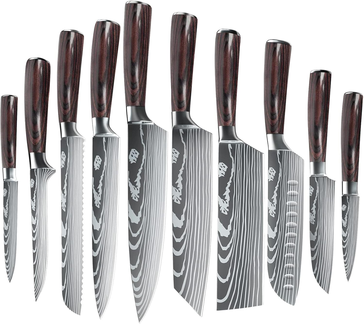 Dfito Kitchen Chef Knife Sets, 3.5-8 Inch Set Boxed Knives 440A Stainless Steel Ultra Sharp Japanese Knives, 10 Pieces Knife Sets for Professional Chefs
