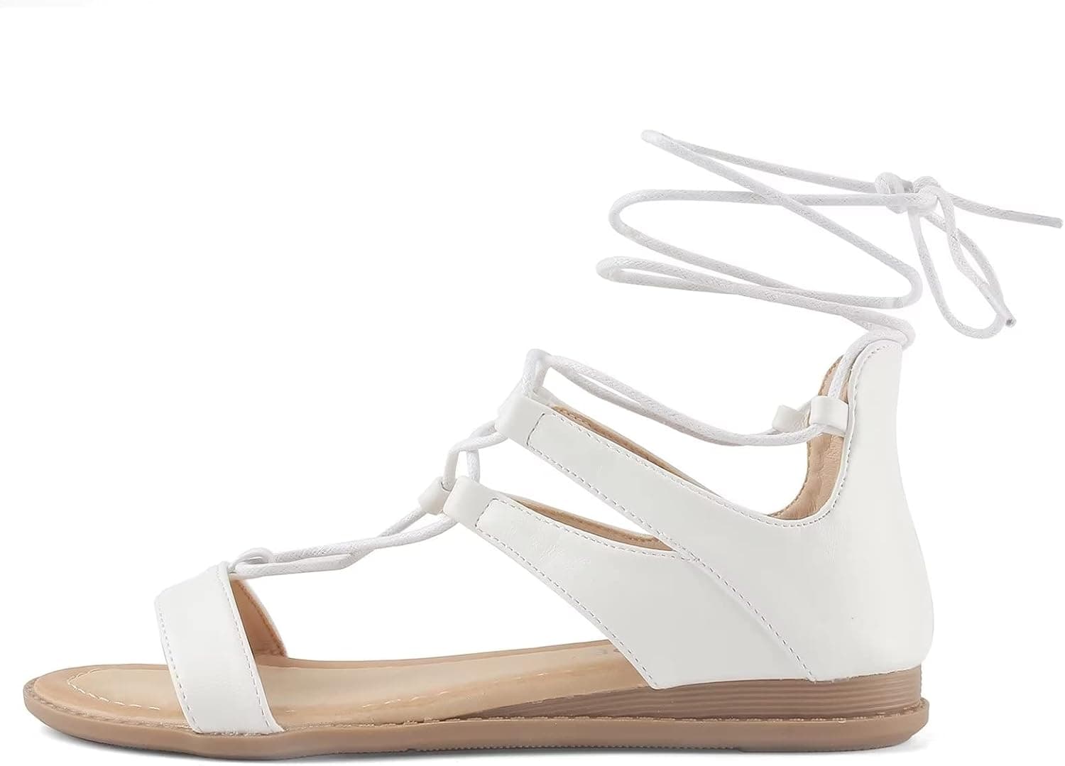 MUSSHOE Flat Sandals for Women Tie Up Lace Up Womens Sandal