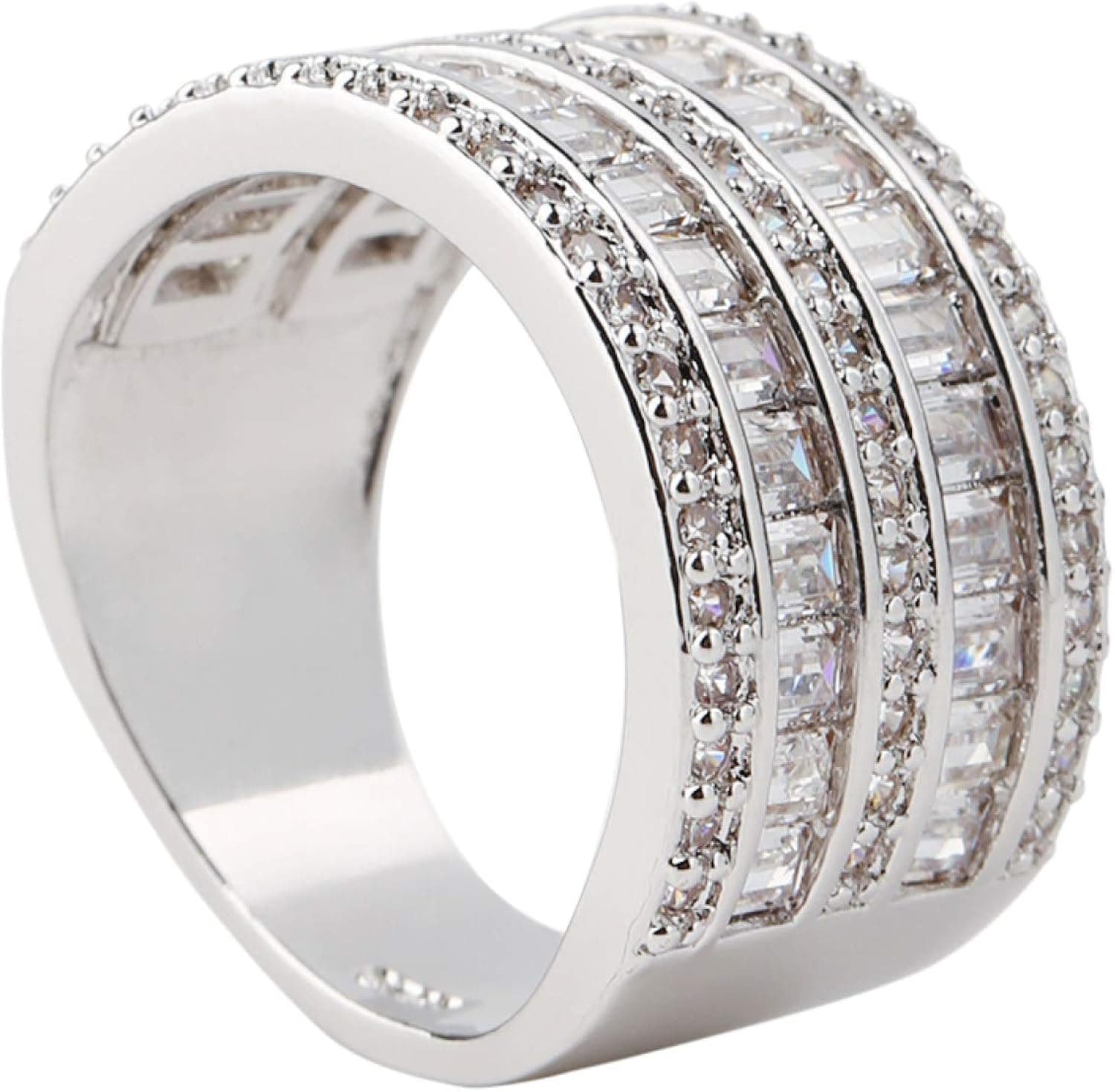 Exquisite Ring Fresh Style Ladies Couple Love Rings Fashion Women Round Rectangular Multilayer Cubic Zirconia Engagement Ring Jewelry for Women/Girl Finger Rings DIY Jewelry Gifts