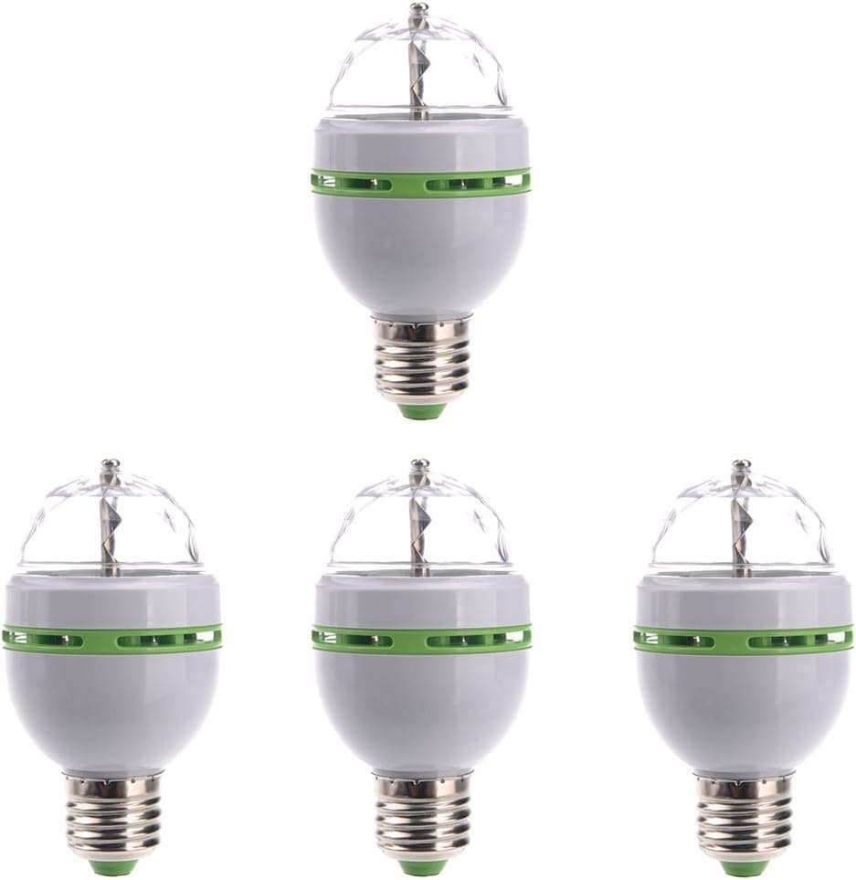 LEORX 4pcs E27 3W 3-LED Full Color Rotating RGB LED Spotlight Bulbs