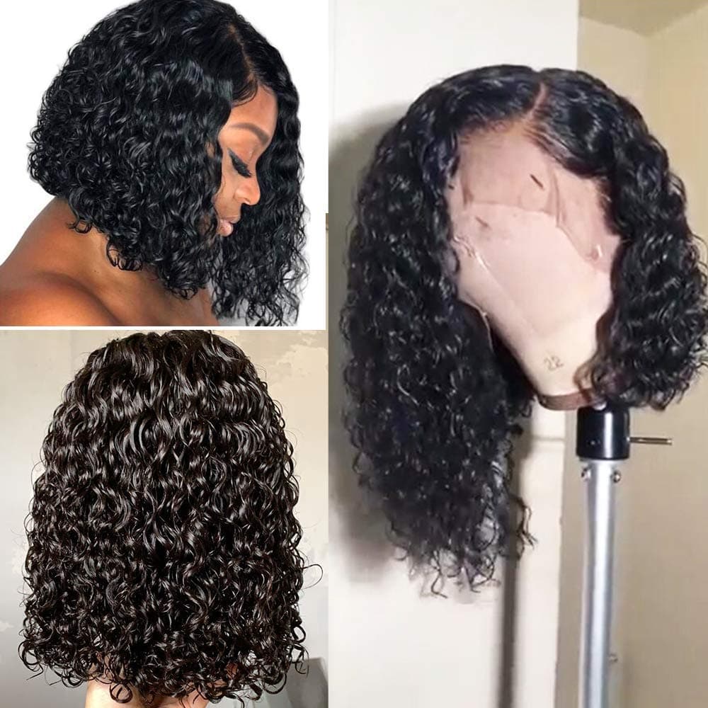 13x6x1 T-Type Lace Frontal Wigs Water Wave Human Hair Glueless 360 Lace Wig Pre Plucked Hair Line 150% Density with Baby Hair for Black Women (12 inch, 13x1 lace front wig)