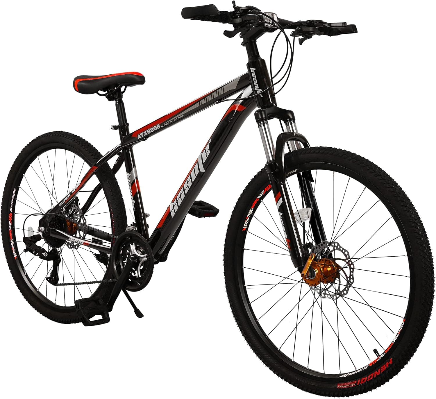 hosote Mountain Bike, Mens and Womens, 26 Inch 21 Speed Mountain Bicycle with Suspension Fork, Steel Frame MTB with Dual Disc Brake for Adult Youth, Multiple Color