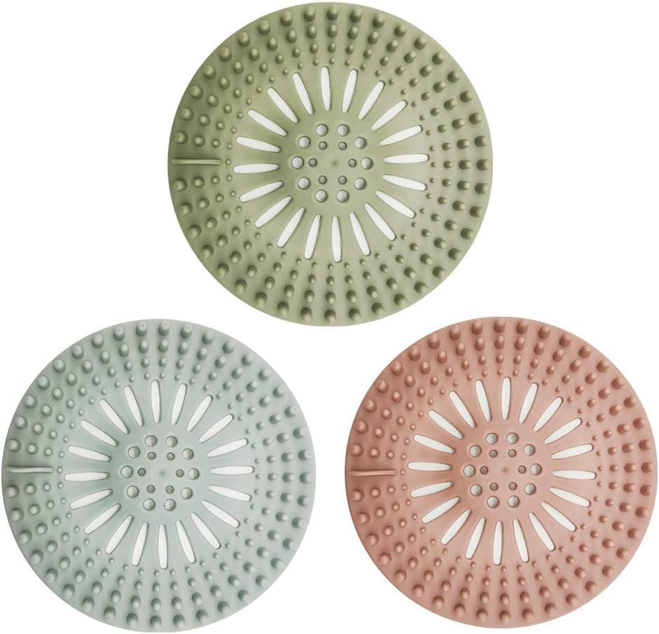 PROFECTUS Hair Catcher Shower Drain Cover 3 Pack，Hair Stopper Drain Protector Universal Rubber Sink Strainer for Bathtub Kitchen and Bathroom Prevent clogging of sewers