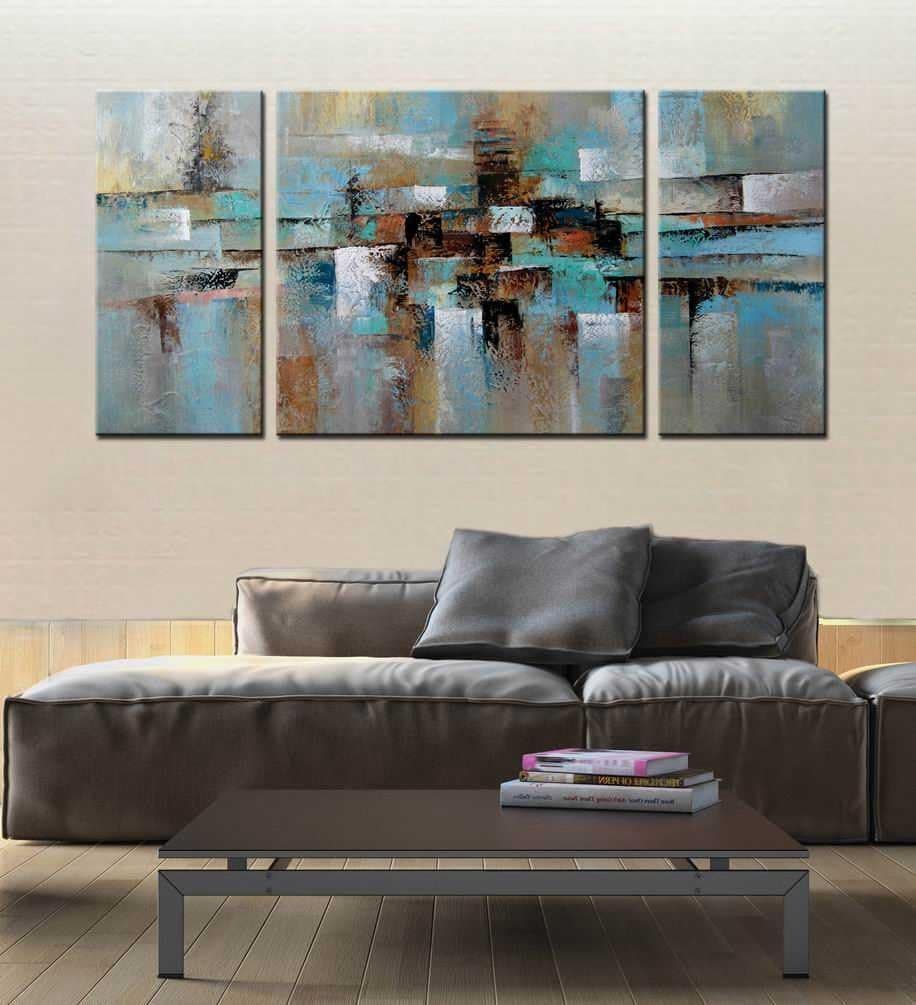 ARTLAND Hand-Painted Abstract Tone Oil Painting on Canvas Gallery-Wrapped Wall Art Deco Home Decoration Modern Abstract Painting on Canvas 24x48inches