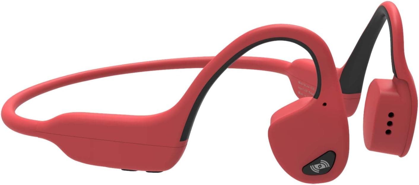 TJ Open Ear Headphones not with The Older Bone Conductive Technology Wireless Sport Bluetooth Headsets with Mic Long Battery and Ultra-Lightweight for Running, Cycling, Fitness (Red)