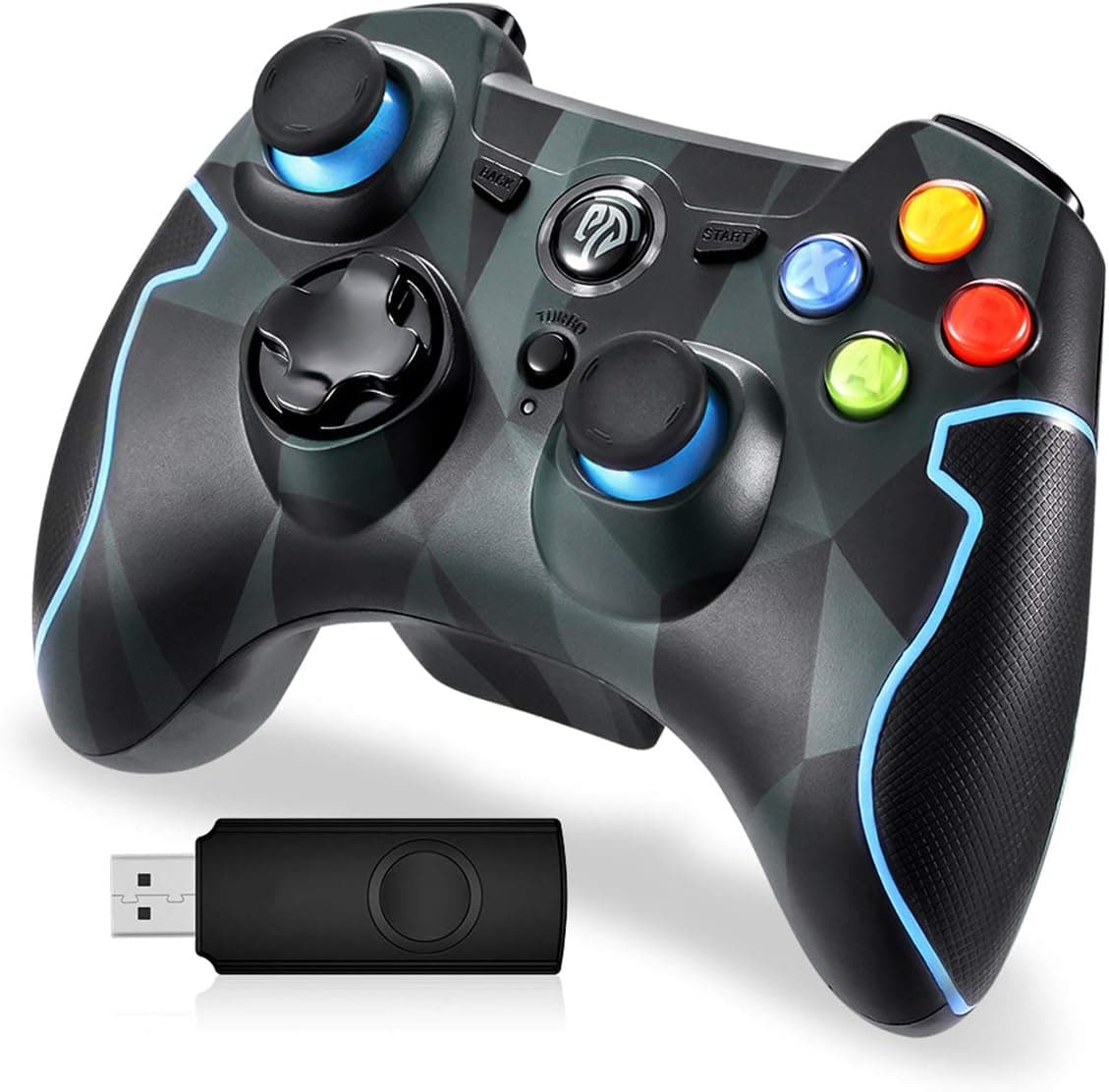 2.4G Wireless Controller for PS3, PC Gamepads with Vibration Fire Button Range up to 10m Support PC,Laptop, Android and TV Box