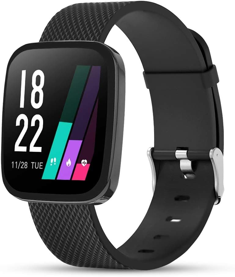 GEBER Smart Watch for Android Phones, IP67 Waterproof Fitness Tracker with All-Day Heart Rate Monitor Sleep Tracker, Smartwatch Compatible with iPhone iOS Samsung Phone for Men Women - Black