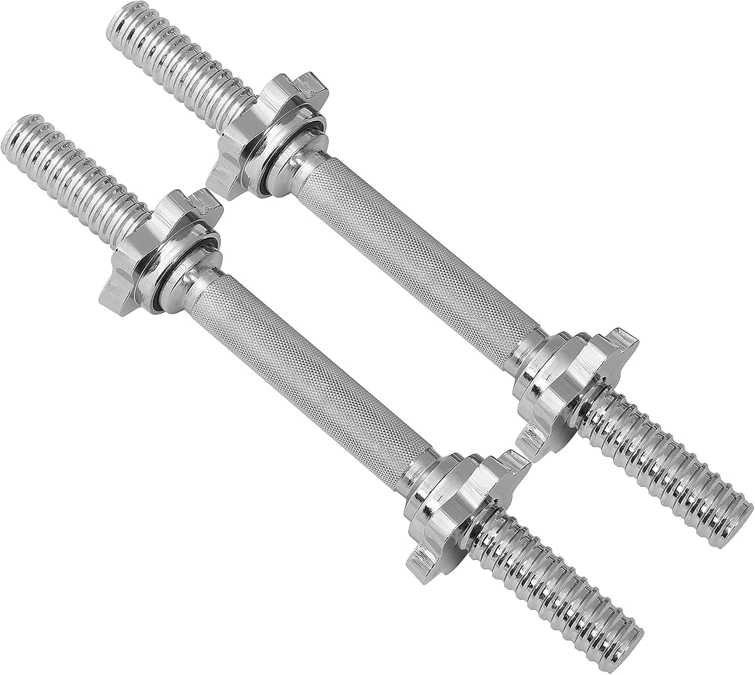 JFIT Threaded Dumbbell Handles, Set of 2, with Star Collars, Fits 1” Standard Plates