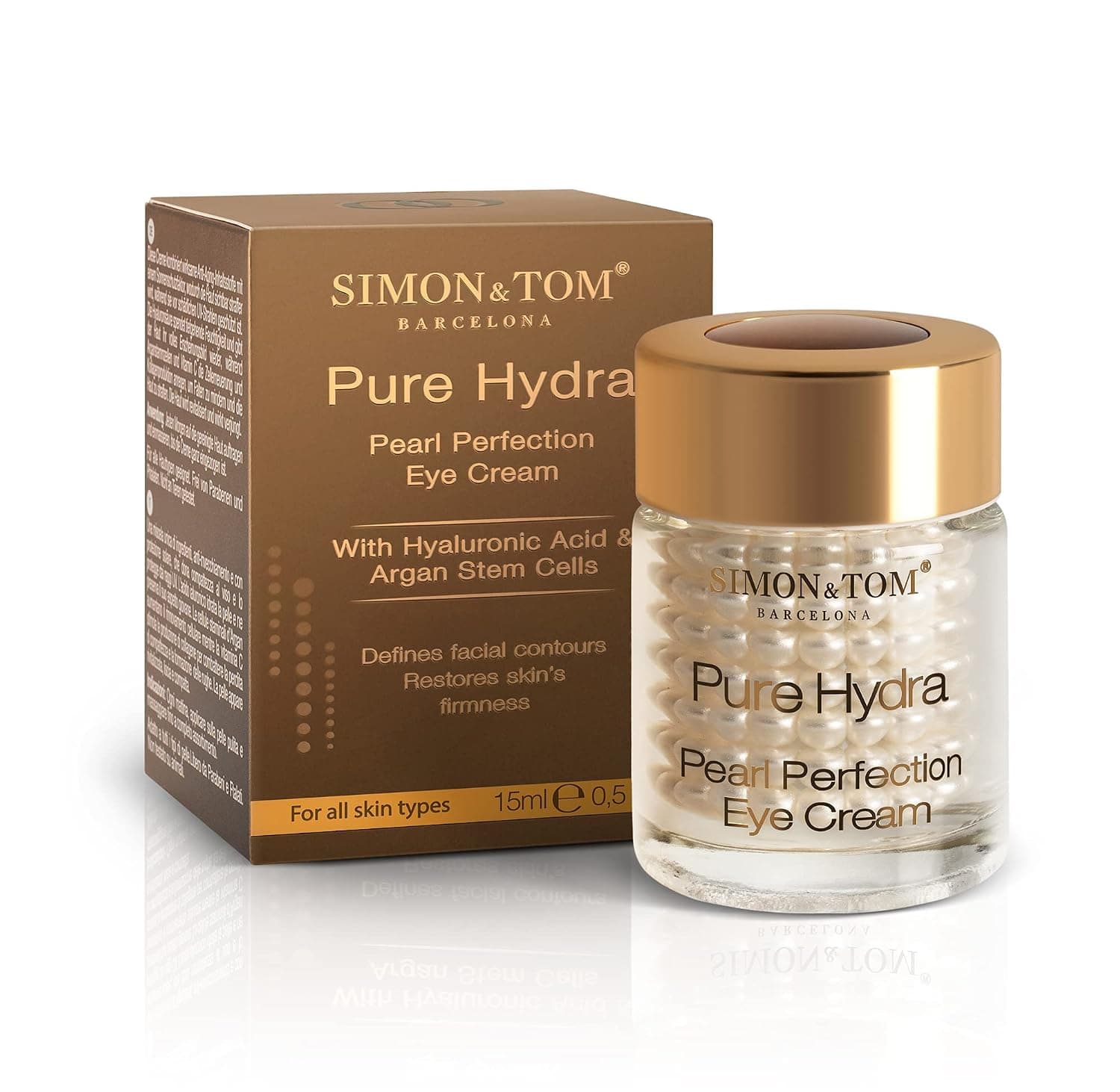 Simon & Tom Pure Hydra Pearl Perfection Eye Cream - Hydrating Hyaluronic Acid Encapsulated Eye Gel Cream for Dark Circles, Puffiness, Eye Bags, Dehydration and Fine Lines 15ml.