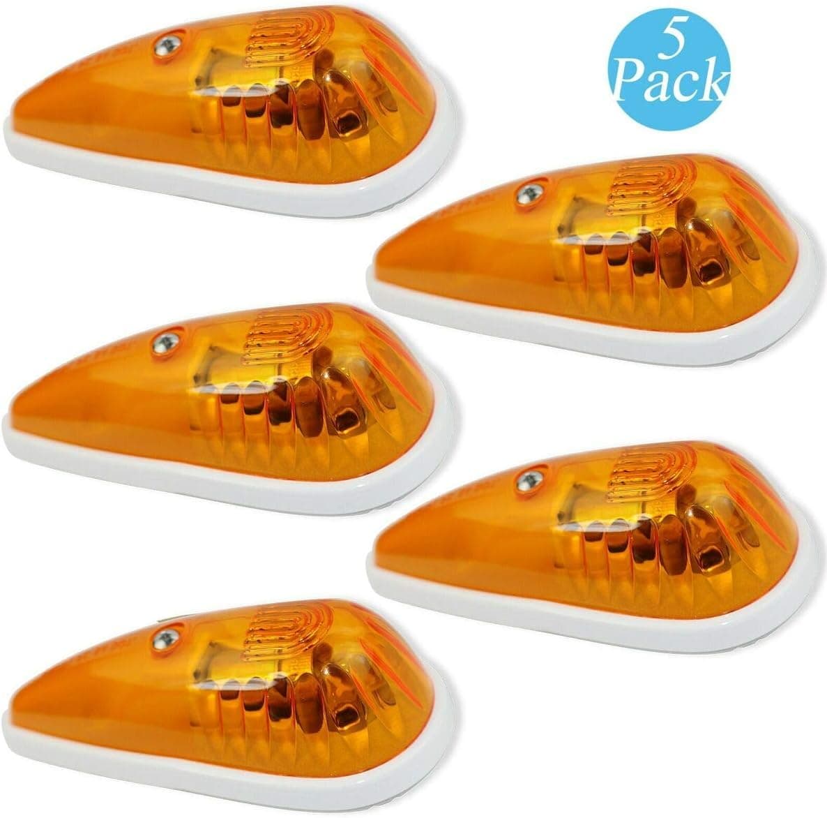 5x Teardrop Cab Marker Roof Clearance Amber Safety Lights for Truck RV Pickup