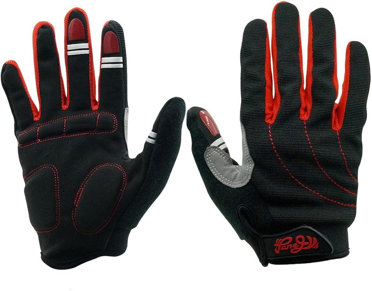 Panegy Competition Grip Fitness Full Finger Gloves with Wrist Wrap for Men Women Red S