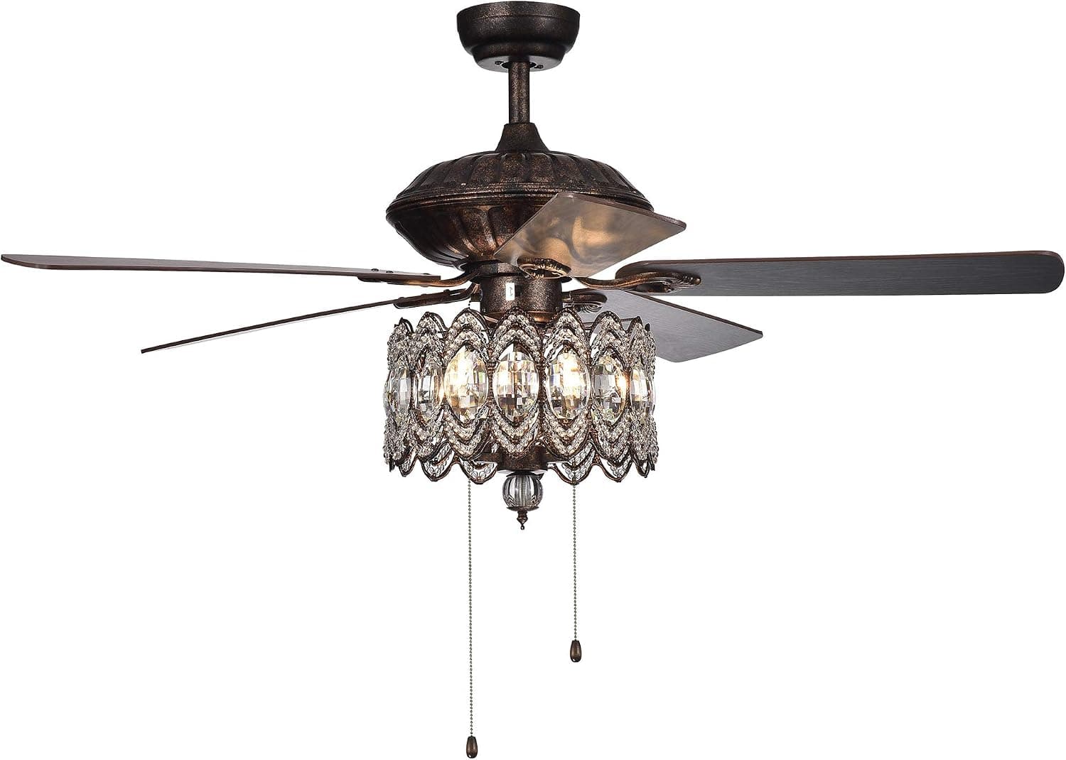 Warehouse of Tiffany CFL-8324RB Mariposa 52-inch Rustic Bronze Chandelier wtih Crystal Shade Ceiling Fan