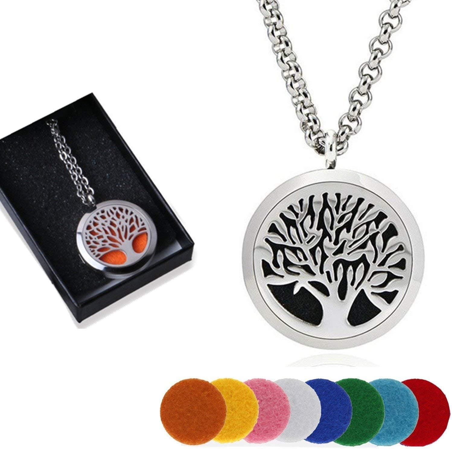 AblerV Aromatherapy Essential Oil Diffuser Necklace, Elegant Premium Perfume Locket Nacklace Hypo-Allergenic Surgical Grade Stainless 24 Inch Chain Free 8 Felt Pads, Box