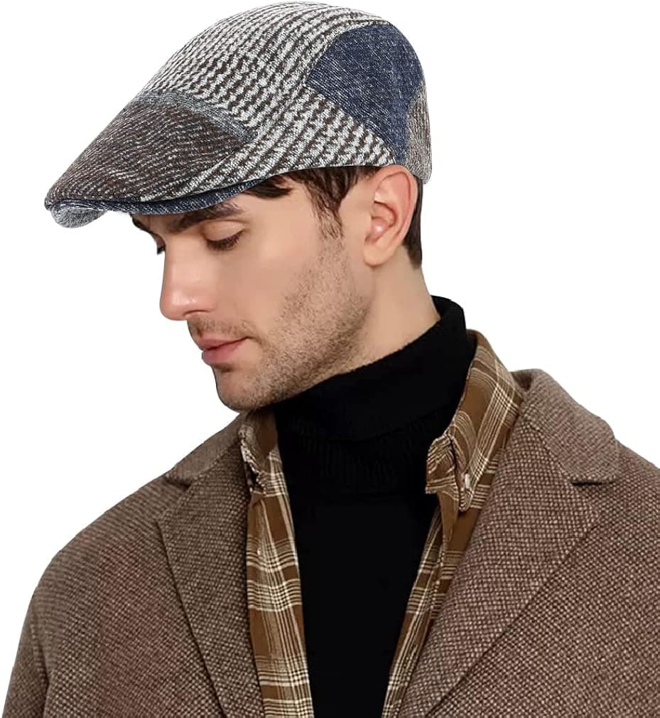 DOCILA Classic Plaid & Stripe Newsboy Cap for Men Women Cotton Flat Ivy Gatsbay Hat Irish Outdoor Cabbie Beret Hat